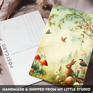 Postcard Print Woodland Spring | Retro | Single Postcard | A6 | 4x6 | Glossy finish | Rounded Corners | Penpals | Printed & Shipped | PC529