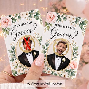 Who Has the Groom Scratch Off Game, Find the Groom, Personalized Bridal Shower Game, Custom Groom Photo Cards