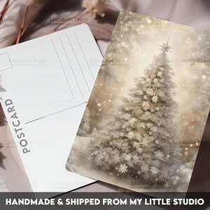 Postcard Print White Silver Christmas Tree | Single Postcard | A6 | 4x6 | Glossy finish | Rounded Corners | Penpals | Printed | PC616