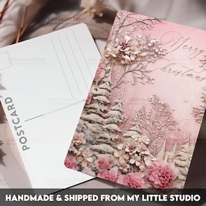 Postcard Print Christmas Church in the Woods  | Single Postcard | A6 | 4x6 | Glossy finish | Rounded Corners | Penpals | Printed | PC610