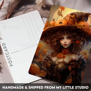 Postcard Print Halloween Witch Art | Single Postcard | A6 | 4x6 | Glossy finish | Rounded Corners | Penpals | Printed & Shipped | PC557