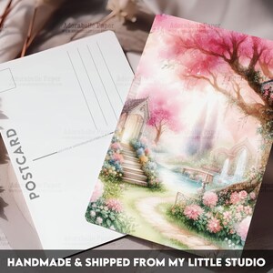 Postcard Print Pink Garden | Shabby Chic | Single Postcard | A6 | 4x6 | Glossy finish | Rounded Corners | Penpals |Printed & Shipped | PC507