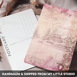 Postcard Print Christmas Church by Lake  | Single Postcard | A6 | 4x6 | Glossy finish | Rounded Corners | Penpals |Printed & Shipped | PC611