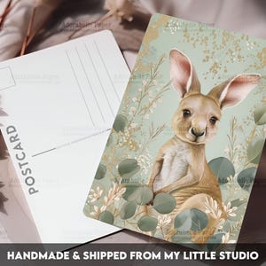 Postcard Print Aussie Kangaroo | Australia | Single Postcard | A6 | 4x6 | Glossy finish | Rounded Corners | Penpals | Printed | PC567