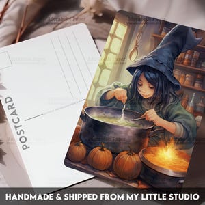 Postcard Print Halloween Witch Girl | Single Postcard | A6 | 4x6 | Glossy finish | Rounded Corners | Penpals | Printed & Shipped | PC564