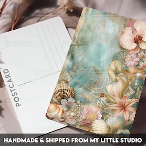 Postcard Print Mermaid Floral | Nautical | Single Postcard | A6 | 4x6 | Glossy finish | Rounded Corners | Penpals |Printed & Shipped | PC519