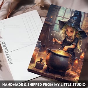 Postcard Print Halloween Witch Girl | Single Postcard | A6 | 4x6 | Glossy finish | Rounded Corners | Penpals | Printed & Shipped | PC565