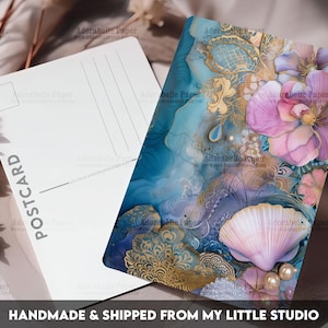 Postcard Print Sea Shell Pearls | Nautical | Single Postcard | A6 | 4x6 | Glossy finish | Rounded Corners | Penpals | Printed | PC523