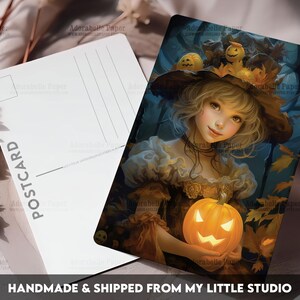 Postcard Print Halloween Witch Girl | Single Postcard | A6 | 4x6 | Glossy finish | Rounded Corners | Penpals | Printed & Shipped | PC561