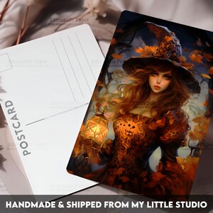 Postcard Print Halloween Witch Art | Single Postcard | A6 | 4x6 | Glossy finish | Rounded Corners | Penpals | Printed & Shipped | PC556