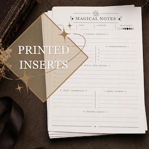 A5 Grimoire Spell Inserts, Witchcraft Journal, Dark Academia Stationery