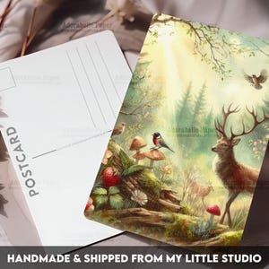 Postcard Print Woodland Animals | Retro | Single Postcard | A6 | 4x6 | Glossy finish | Rounded Corners | Penpals | Printed & Shipped | PC531