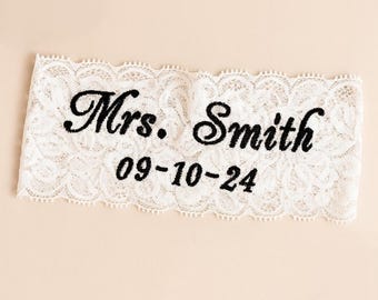 Personalized Wedding Garters | Embroidered Bride Keepsake | Unique Gift for Bride