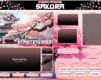 Sakura Stream Pack | Instant Download | Twitch Overlays | Cherry Blossom | Overlay Pack