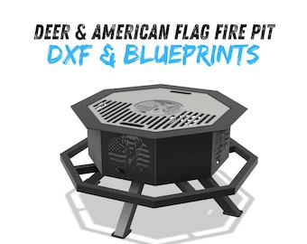 Deer & American Flag Fire Pit DXF and Blueprints