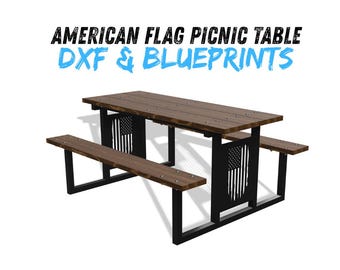 American Flag Picnic Table DXF & Blueprints
