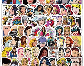 100 Pop Art Stickers,Pop Girl Stickers