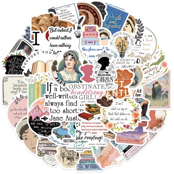 50 stickers/Stickers Orgueil et Préjugés/Livre de la romancière britannique Jane Austen