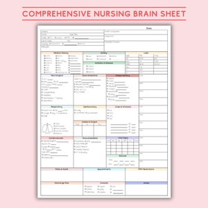 Verpleegkundig rapportblad Med Surg verpleegkundige rapportblad Verpleegkundig brein, verpleegkundige rapportblad ICU, RN Rapport met medicatie New Grad rn PDF afdrukbaar
