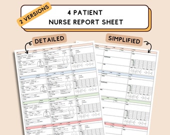 4 Patient Nurse Report Sheet Template Nurse Brain Sheet for Nurse ICU Report Sheet Nursing New Grad Nursing Report Sheet PDF
