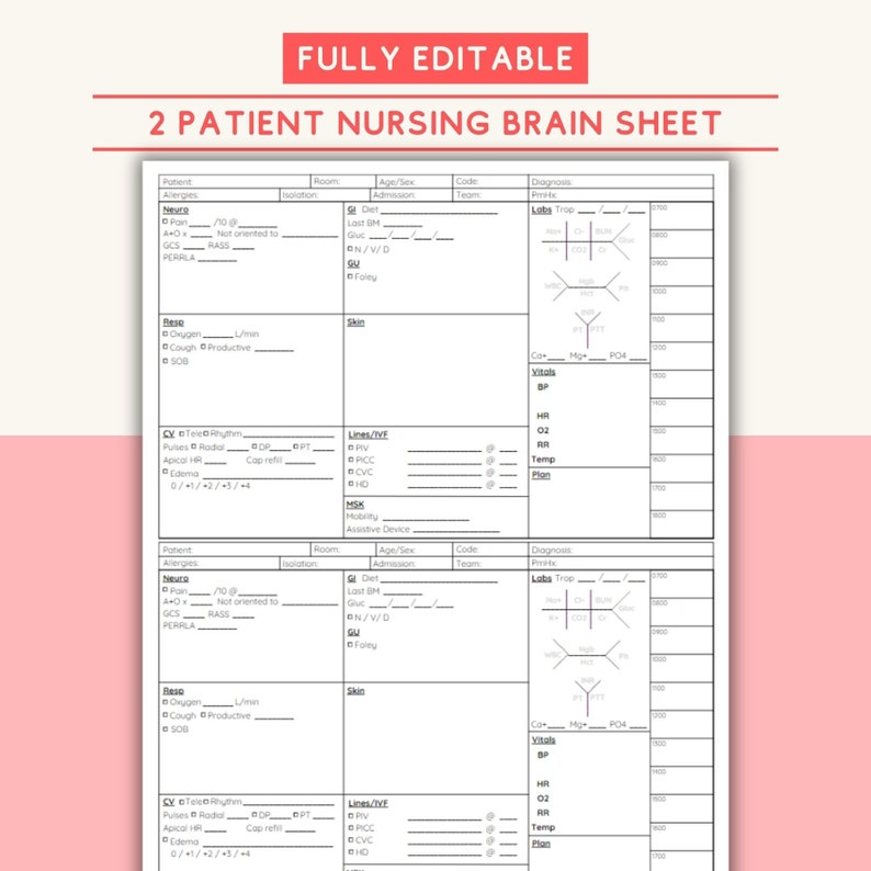 Editable Nursing Brain Sheet for - Il 794xN.6049984537 9gfe