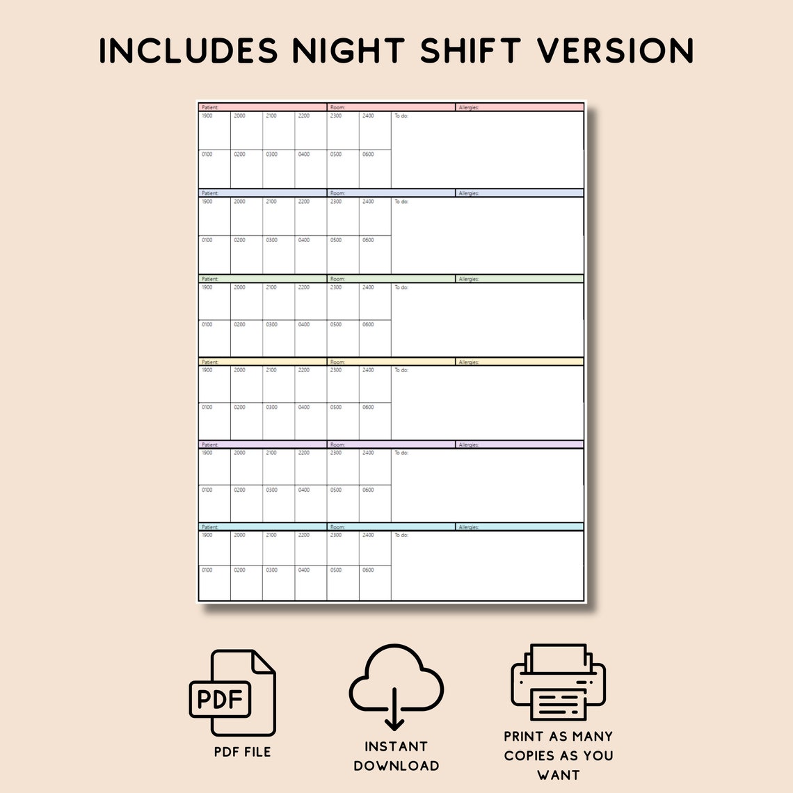 Nursing Hourly Planner for Nurse to Do List Nursing Medication Tracker for Nurse Shift Planner ...