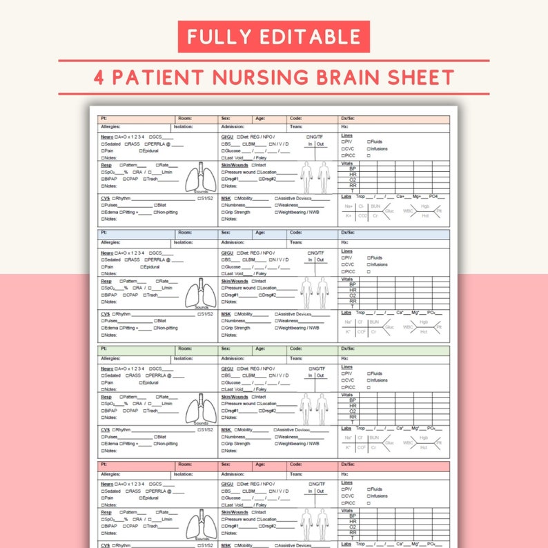 Editable Nursing Brain Sheet for - Il 794xN.6052267509 31hj