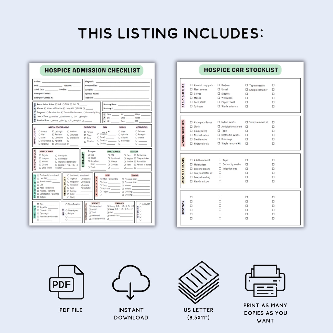 Hospice Care Organizer for Hospice Nurse Patient Sheet for Hospice ...