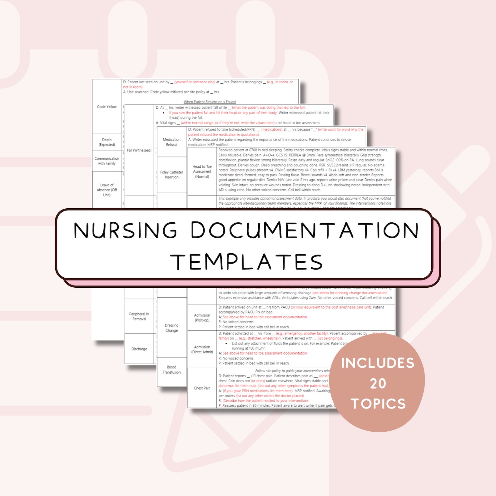 Nursing Documentation Template for Nursing Student Documentation Guide ...
