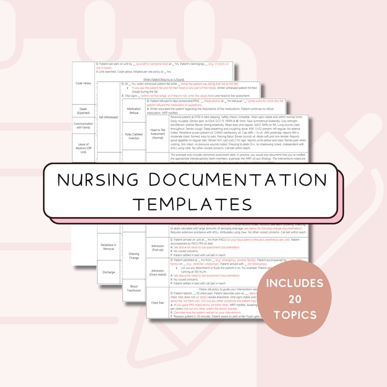 Nursing Documentation Template for Nursing Student Documentation Guide