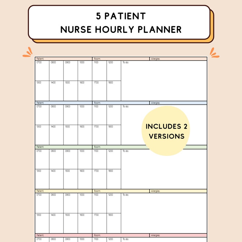 Nursing Hourly Planner for Nurse to Do List Nursing Medication Tracker for Nurse Shift Planner ...