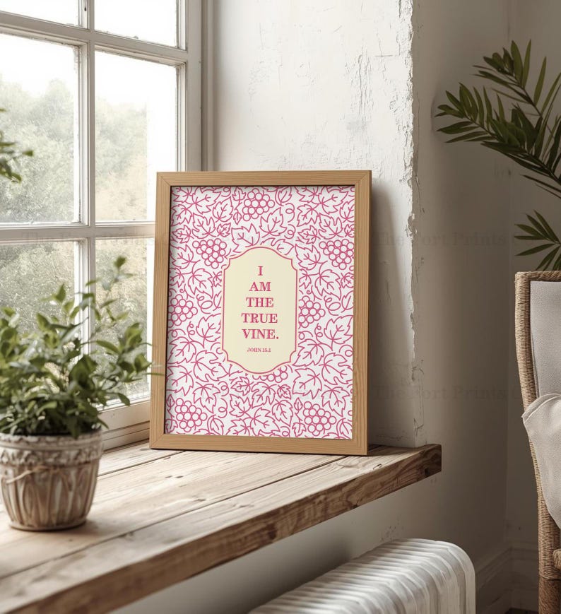 Dusty Rose Quad Scriptures I Am the True Vine John 15 1 | PRINTABLE Digital Download Dusty Rose ...