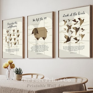 Christian Scripture Art Prints: Set of 3 Bible Verse Prints (Digital Download)