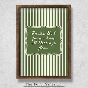 Millennial Green Wall Art of Praise God From Whom All Blessings Flow Printable, Doxology Christian Wall Art, Scripture, Christian Dorm Decor
