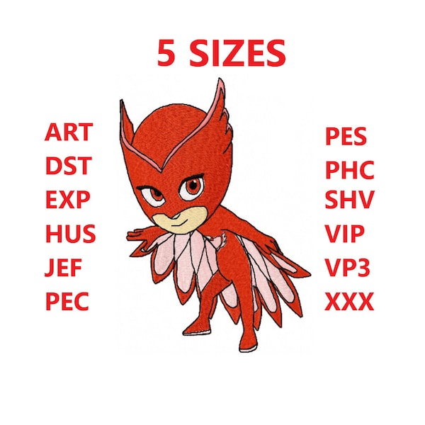 PJ Mask Owlette Machine Embroidery Design /Pj Mask Owlette Embroidery Pattern / Digital Download