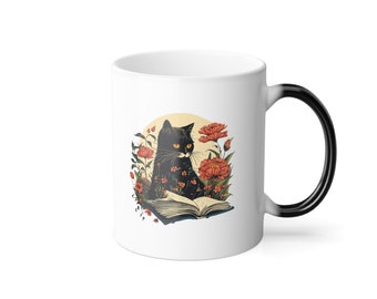 Reading Cat Heat Changing Mug, 11oz