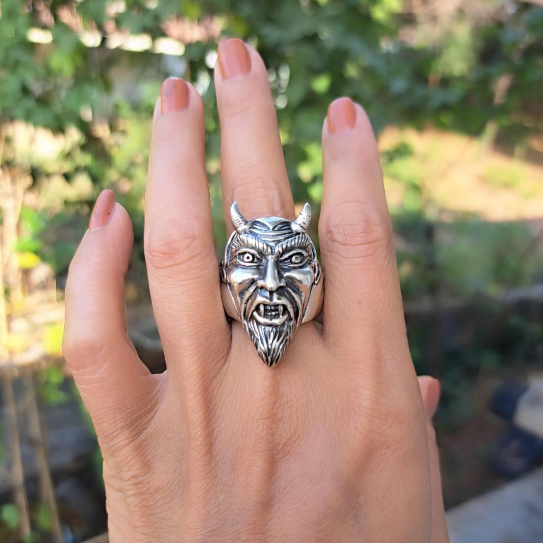 即日発送 925 STERLING Bespoke Art, Japanese Ring Head DEVIL'S SILVER アクセサリー