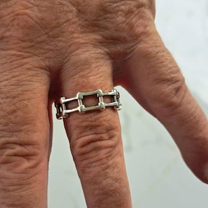 BICYCLE CHAIN RING 925 sterling silver handcrafted cycling band motorcycle biker ring