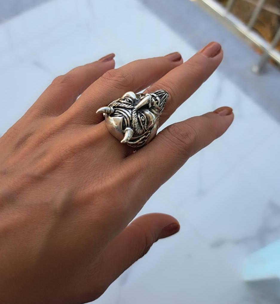 925 STERLING SILVER DEVIL'S Head Ring Japanese Art, Bespoke