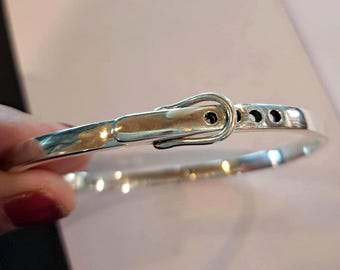 custom HANDCRAFTED BELTBUCKLE  BRACELET unisex made by hand,925 sterling silver item