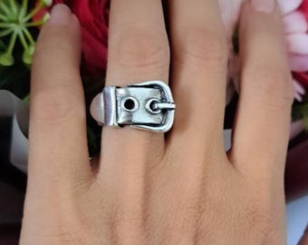 Sterling Silver Buckle Ring: Handmade Boho Fashion Statement