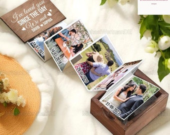 Personalized Wooden Photo Box, Custom Pull Out Photo Album, Photo Memory Collection, Custom Photo Wooden Box, Couple Gift