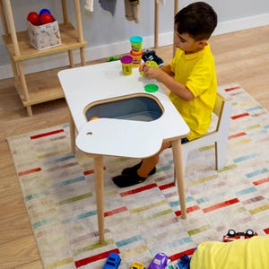 Modern Wooden Kids Desk with Basket Storage – Perfect for Learning and Play