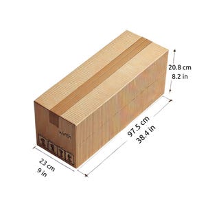 K&ouml;nnte beinhalten: Ein brauner Karton mit Klebeband, beschriftet mit "winth". Die Box misst 23 cm x 97,5 cm x 20,8 cm.