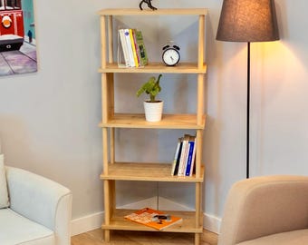 Modernes Bücherregal mit 5 Ablagen aus Holz: Wohnzimmer Büro Aufbewahrung
