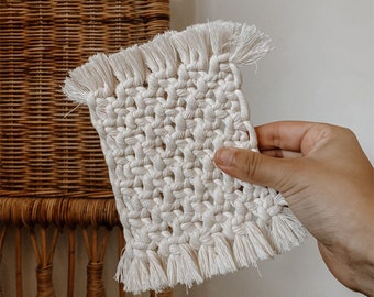 Handwoven Coasters White Coasters Decorated Placemat
