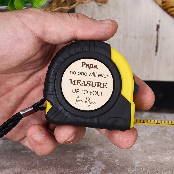 Dad Gift Custom Tape Measure Engraved Wood Tape Measure Personalized Measure Tape Anniversary Birthday Gift For Him Granpa Gift From Kids