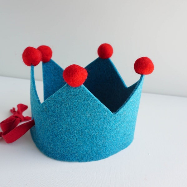 Birthday crown, felt crown, party hat, toddler birthday, birthday outfit, dress up crown, gift for boy, gift for girl