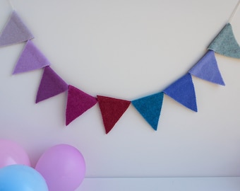 Felt bunting banner, baby shower decoration, nursery decor, birthday decor, garland wall decor, flag bunting, pink bunting, kids room