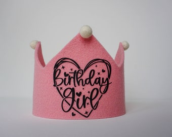 Felt crown, birthday crown, party hat, toddler birthday, birthday outfit, dress up crown, birthday girl